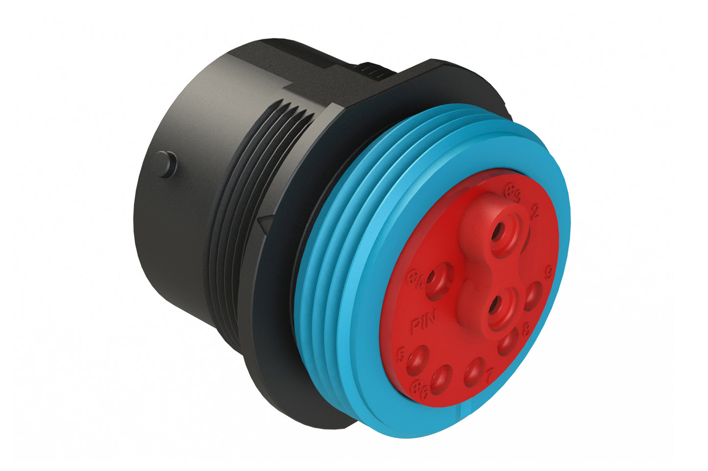 AHDP04-24-91PR-WTA 9 Position ISOBUS Receptacle, Pin, Shell Size 24, Reduced Diameter Seal (Blue Adapter), Wide Thread Adapter. HDP24-24-91PE-L024