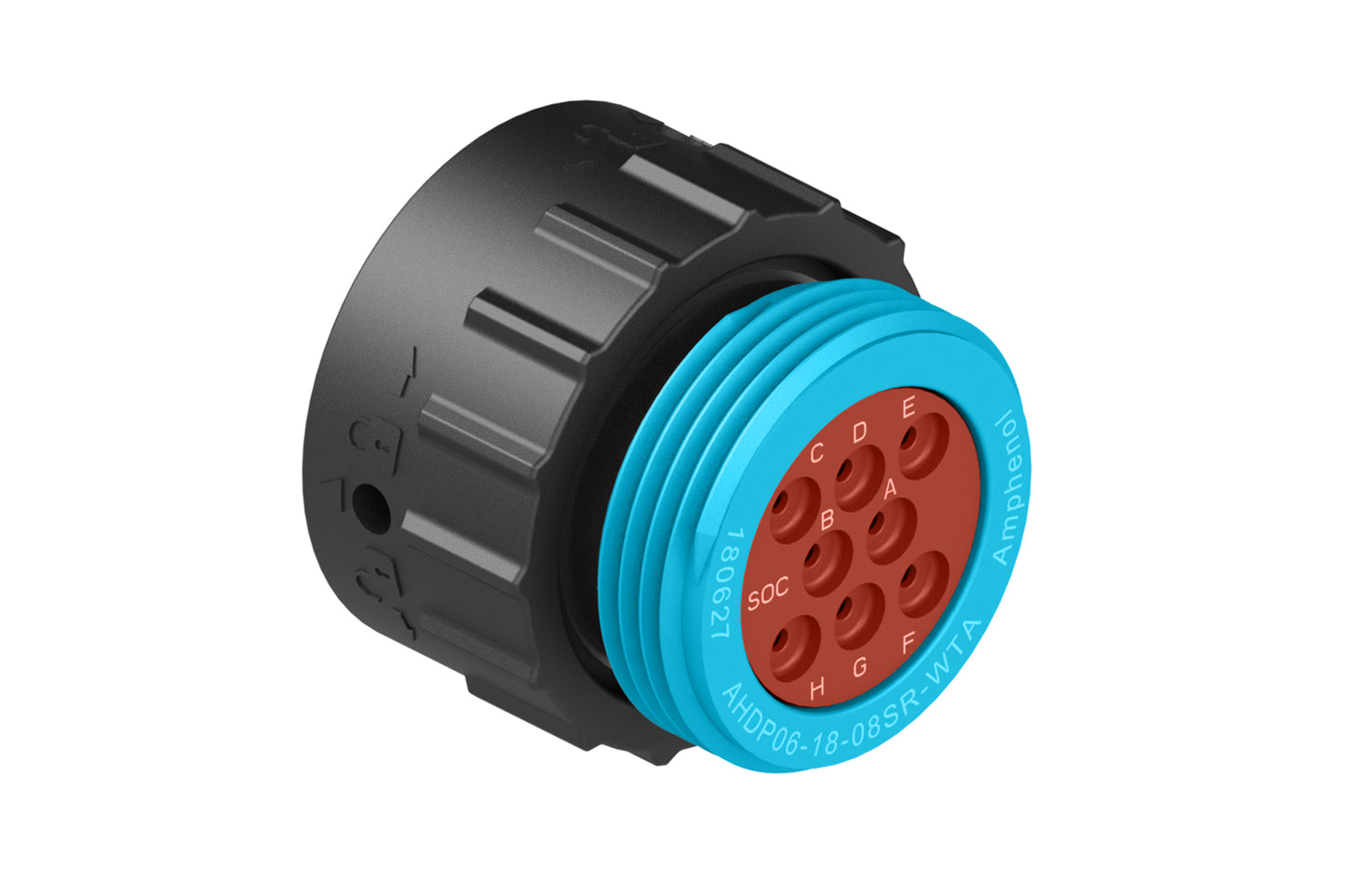 AHDP06-18-08SR-WTA 8 Position Plug, Socket, Shell Size 18, Reduced Diameter Seal (Blue Adapter), Wide Thread Adapter. HDP26-18-8SE-L024