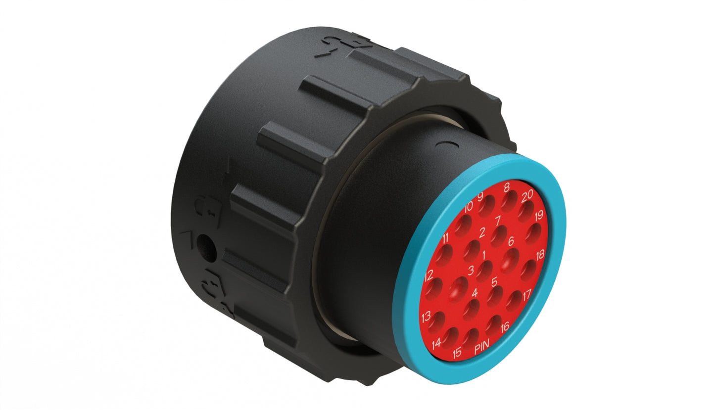 AHDP06-18-20PR-SRA 20 Position Plug, Pin, Shell Size 18, Reduced Diameter Seal (Blue Adapter), Smooth Ring Adapter