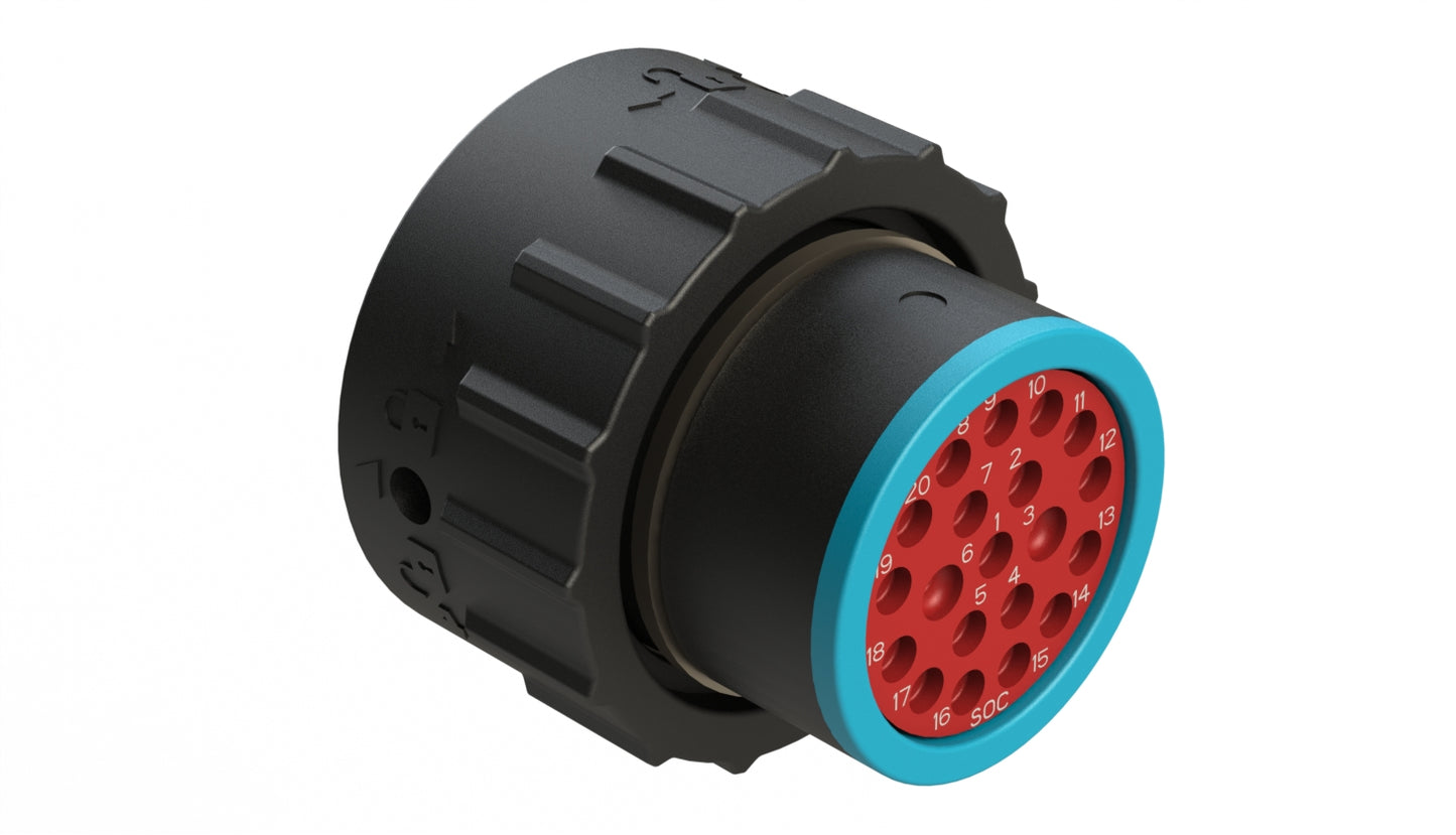 AHDP06-18-20SR-SRA 20 Position Plug, Socket, Shell Size 18, Reduced Diameter Seal (Blue Adapter), Smooth Ring Adapter. HDP26-18-20SE