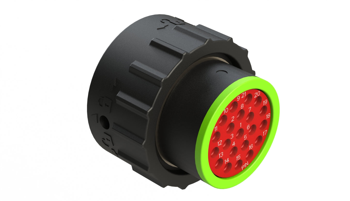 AHDP06-18-21PN-SRA 21 Positions Plug, Pin, Shell Size 18, Normal Diameter Seal (Green Adapter), Smooth Ring Adapter. HDP26-18-21PN