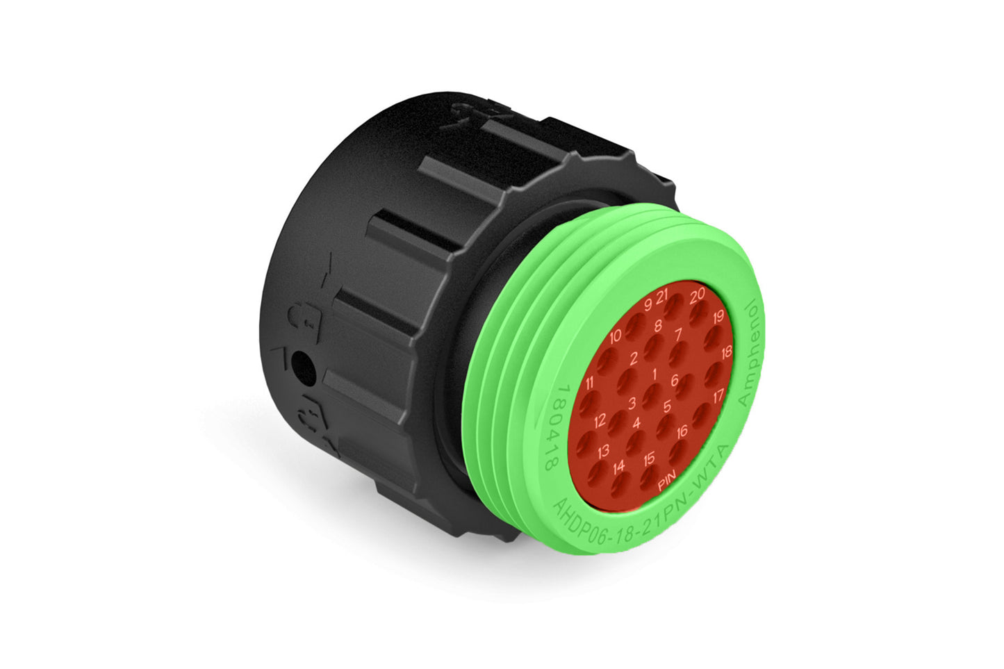 AHDP06-18-21PN-WTA 21 Positions Plug, Pin, Shell Size 18, Normal Diameter Seal (Green Adapter), Wide Thread Adapter. HDP26-18-21PN-L024