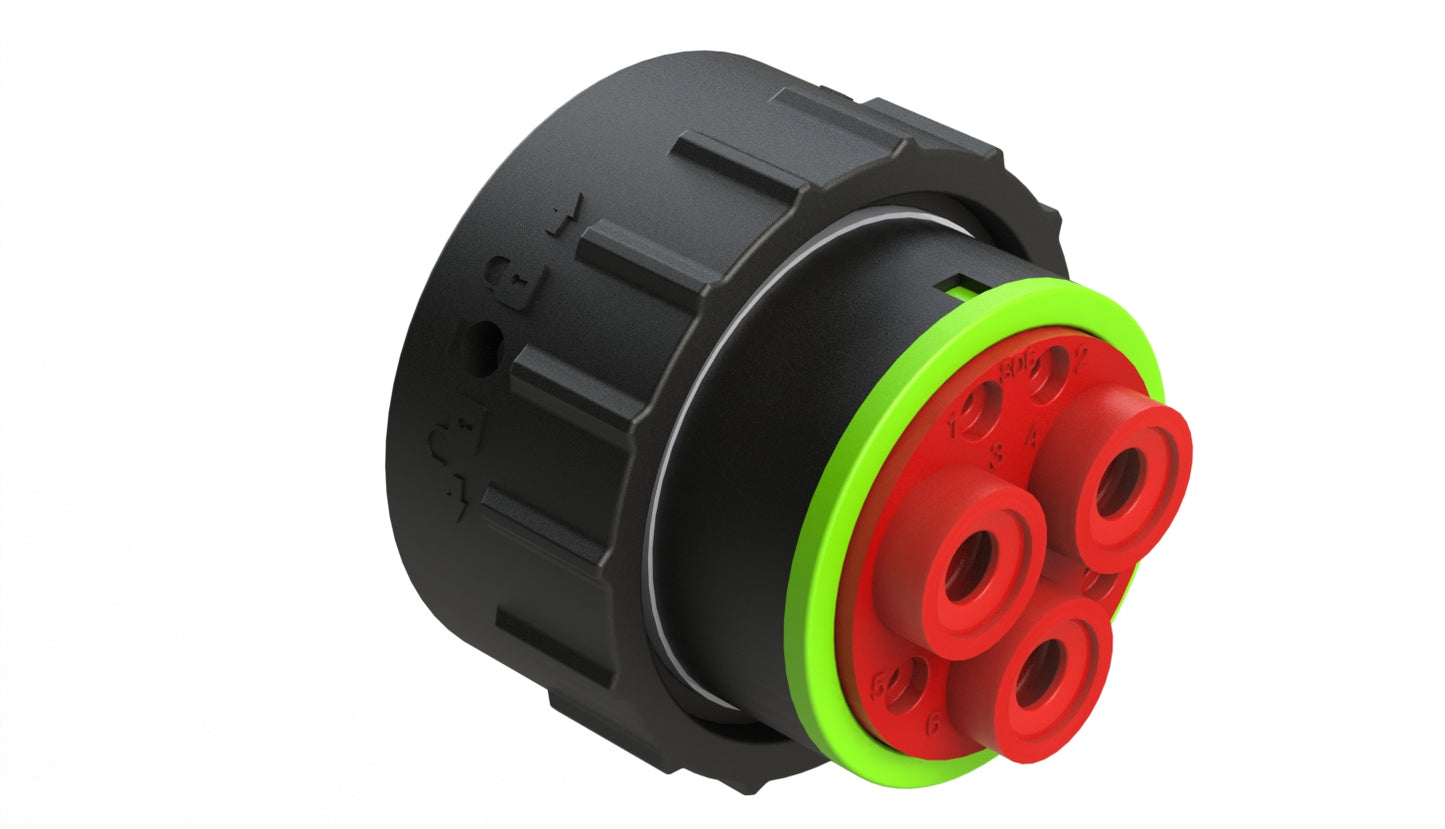 AHDP06-24-07SN-SRACL22 7 Position Plug, Socket, Shell Size 24, Normal Diameter Seal (Green Adapter), Smooth Ring Adapter. HDP26-24-7SN-CL22