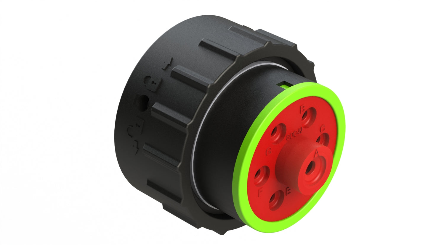 AHDP06-24-07SN-SRA 7 Position Plug, Socket, Shell Size 24, Normal Diameter Seal (Green Adapter), Wide Thread Adapter