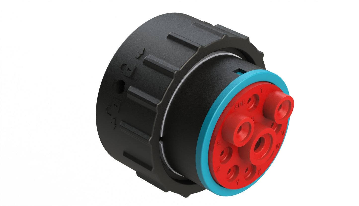 AHDP06-24-09SR-SRA 9 Position Plug, Socket, Shell Size 24, Reduced Diameter Seal (Blue Adapter), Smooth Ring Adapter. HDP26-24-9SE