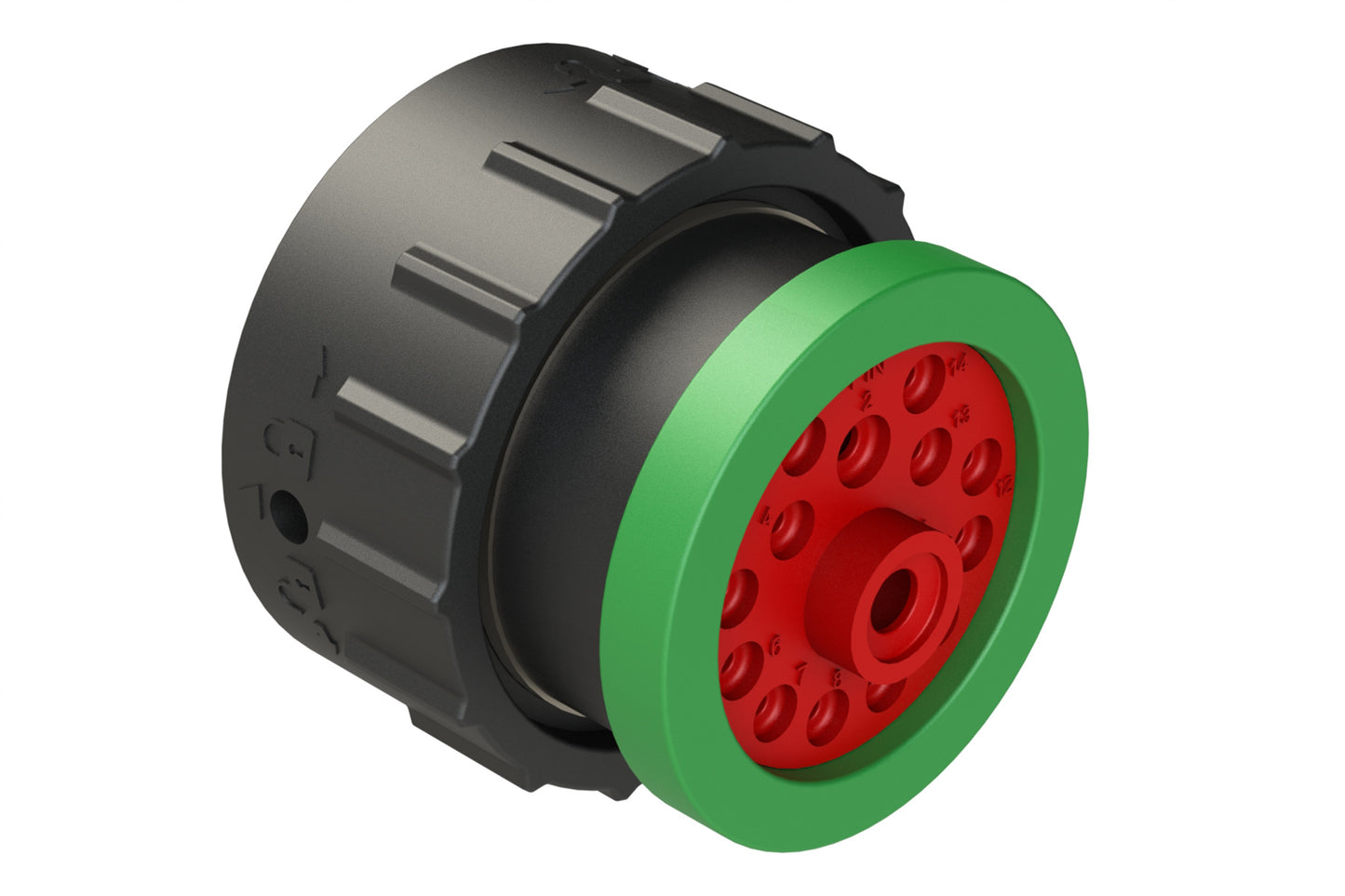AHDP06-24-14PN-BRA 14 Position Receptacle, Pin, Shell Size 24, Normal Diameter Seal (Green Adapter), Backshell Ring Adapter. HDP26-24-14PN-L017