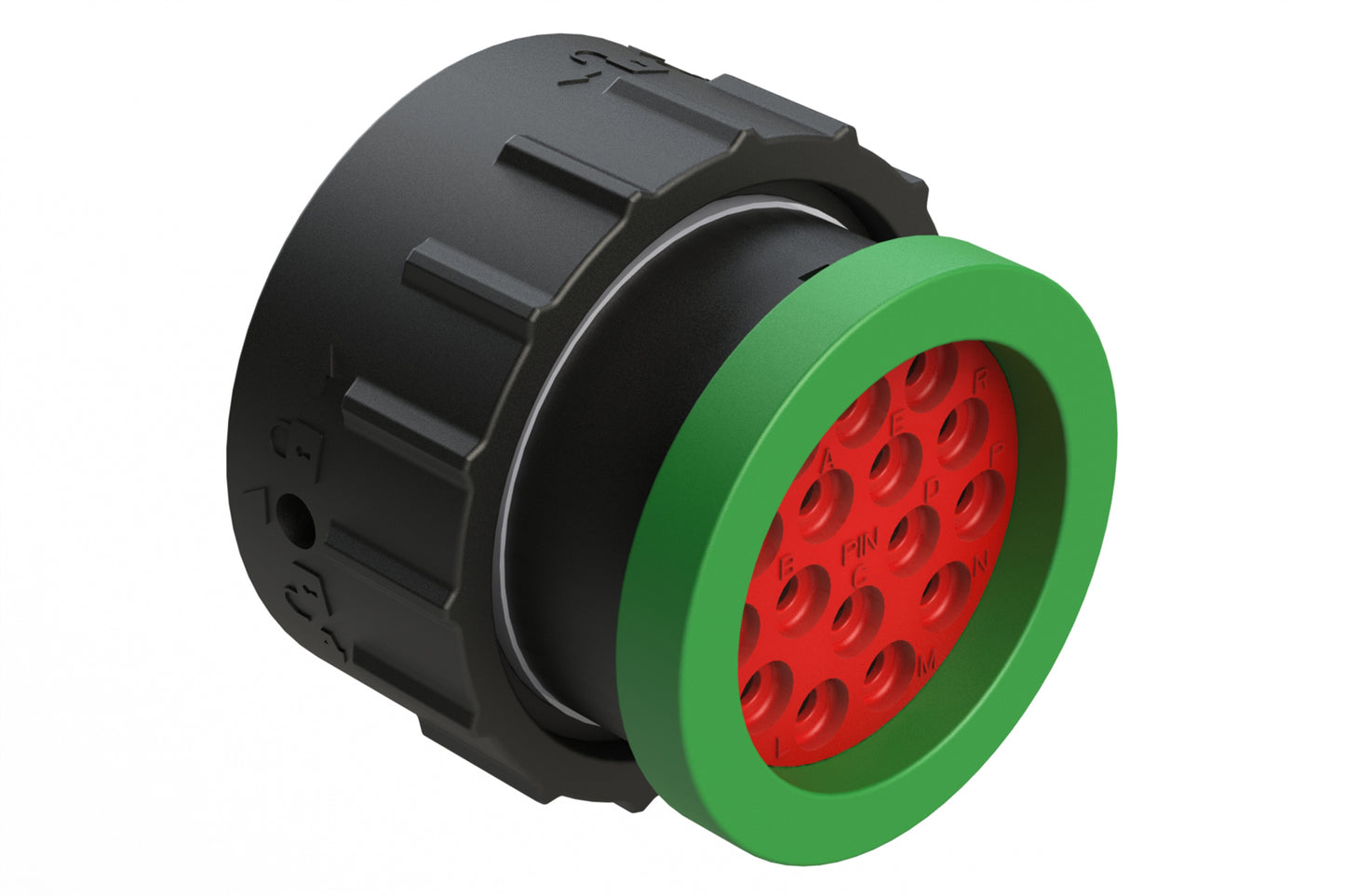 AHDP06-24-16PN-BRA 16 Position Plug, Pin, Shell Size 24, Pin, Normal Diameter Seal (Green Adapter), Backshell Ring Adapter. HDP26-24-16PN-L017