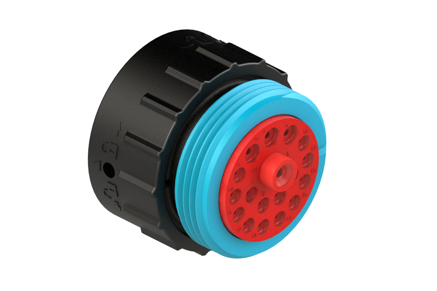 AHDP06-24-18PR-WTA 18 Position Plug, Pin, Shell Size 24, Reduced Diameter Seal (Blue Adapter), Wide Thread Adapter. HDP26-24-18PE-L024