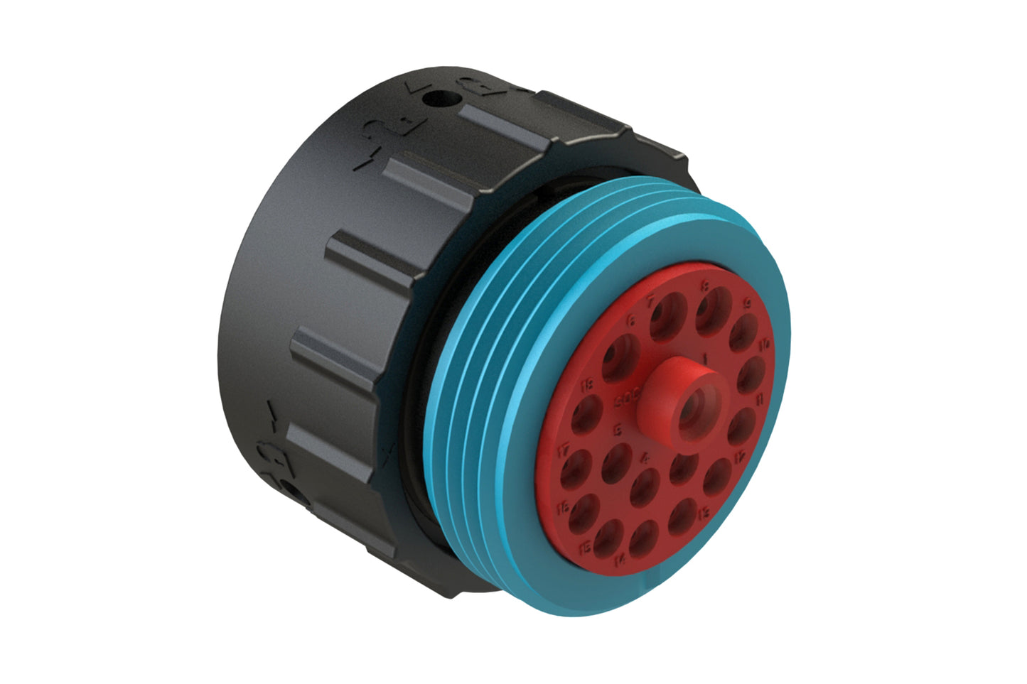 AHDP06-24-18SR-WTA 18 Position Plug, Socket, Shell Size 24, Reduced Diameter Seal (Blue Adapter), Wide Thread Adapter. HDP26-24-18SE-L024