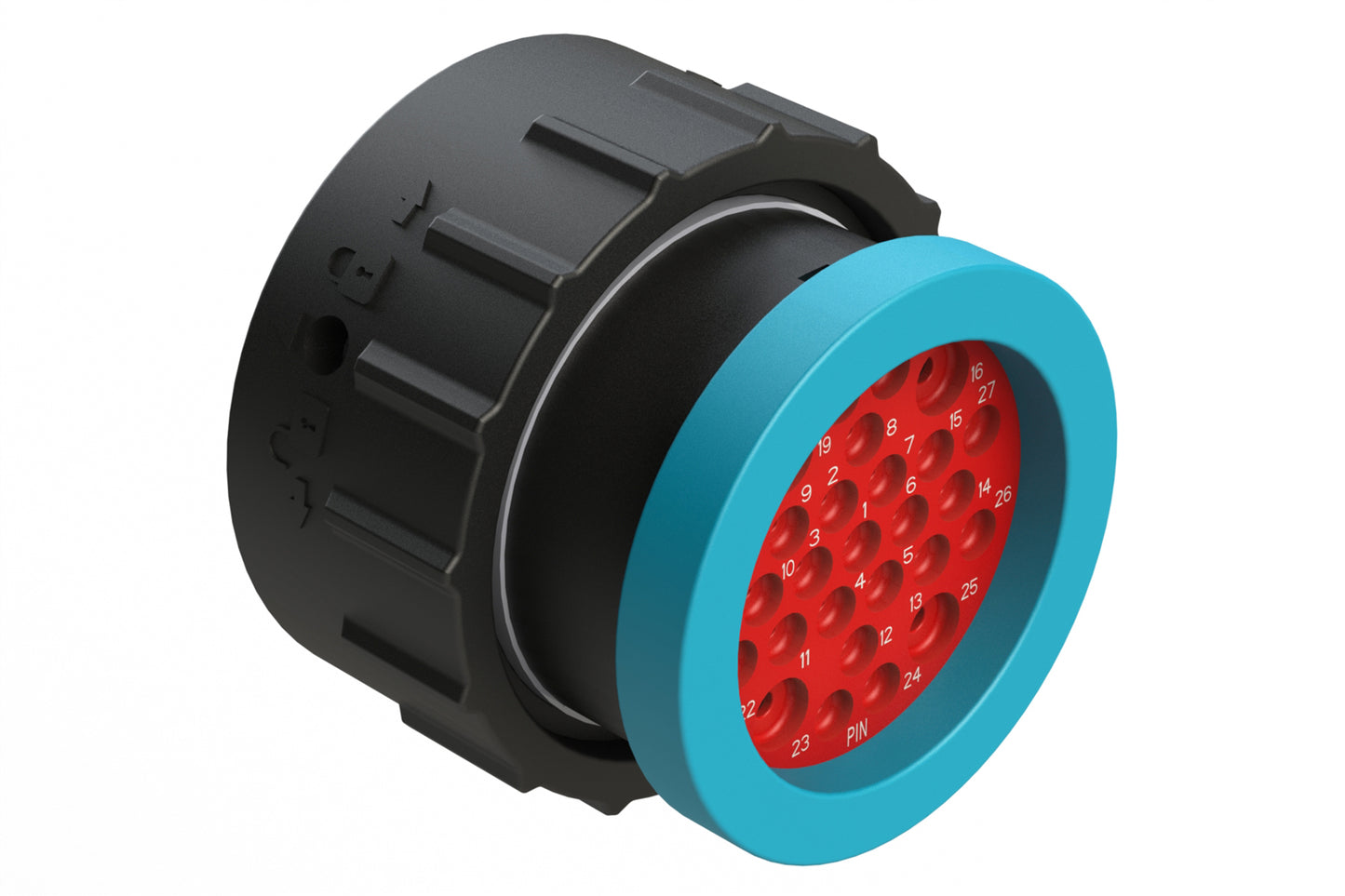 AHDP06-24-27PR-BRA 27 Position Plug, Pin, Shell Size 24, Reduced Diameter Seal (Blue Adapter), Backshell Ring Adapter