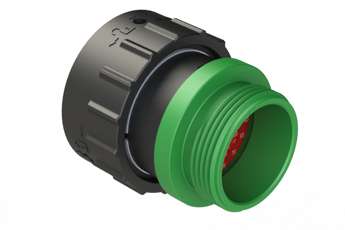 AHDP06-24-33PN-STA 33 Position Plug, Shell Size 24, Plug, Pin, Shell Size 24, Plastic, Normal Diameter Rear Seal, Small Thread Adapter STA (Green). HDP26-24-33PN-L015