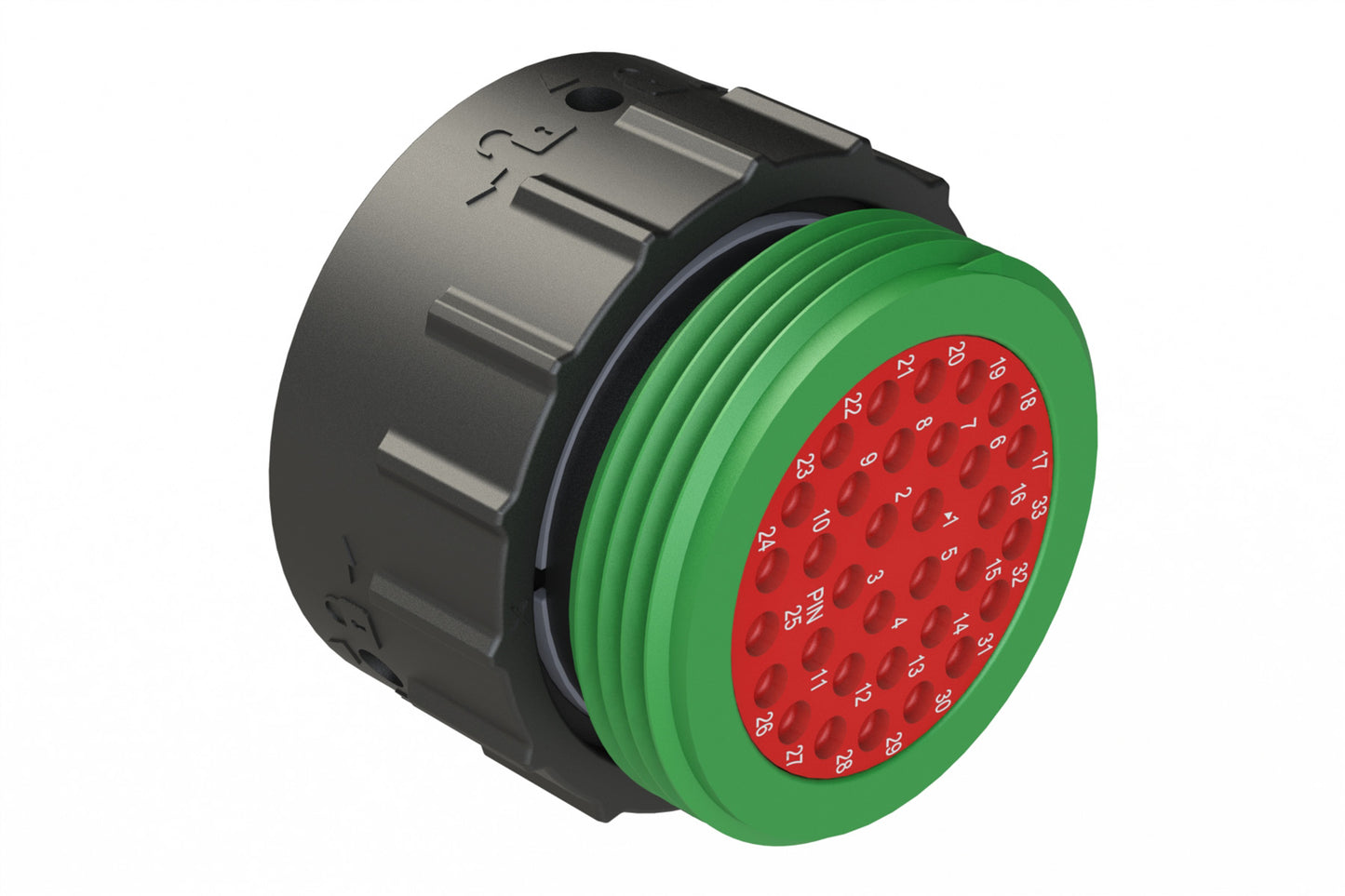 AHDP06-24-33PN-WTA 33 Position Plug, Shell Size 24, Plug, Pin, Shell Size 24, Plastic, Normal Diameter Rear Seal, Wide Thread Adapter WTA (Green)