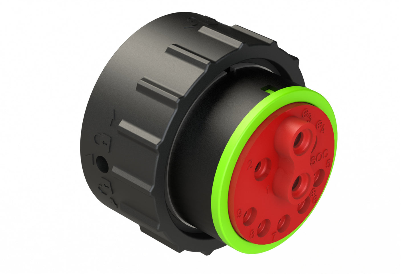 AHDP06-24-91SN-P064 9 Position ISOBUS Plug, Socket, Shell Size 24, Normal Diameter Seal (Green Adapter), Smooth Ring Adapter (SRA), No Jumper. HDP26-24-91SN-P064