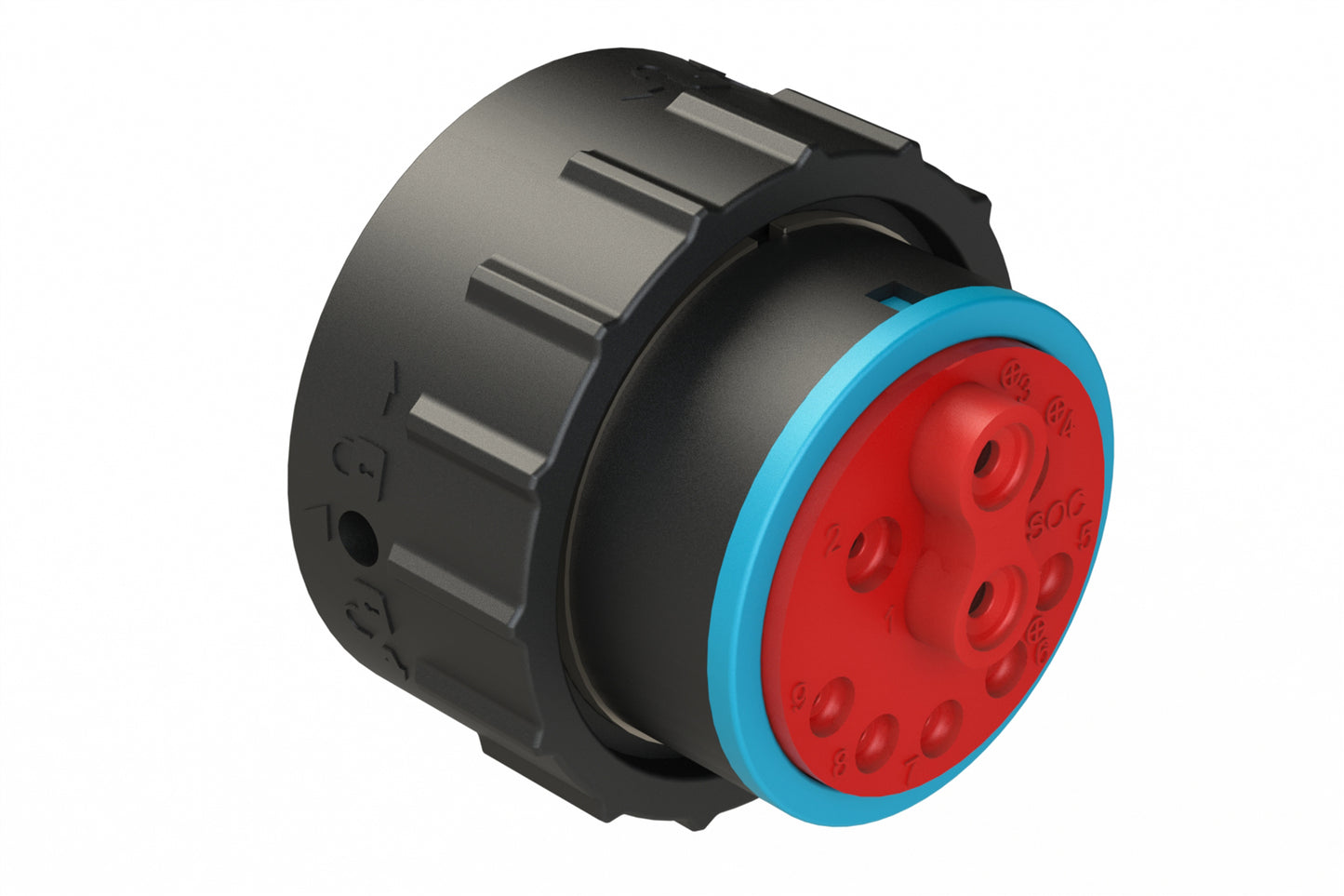 AHDP06-24-91SR-P064 9 Position ISOBUS Plug, Socket, Shell Size 24, Reduced Diameter Seal (Blue Adapter), Smooth Ring Adapter (SRA), No Jumper