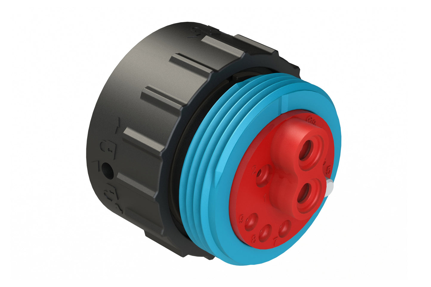 AHDP06-24-91SR16-WTA 9 Position ISOBUS Plug, Socket, Shell Size 24, Reduced Diameter Seal (Blue Adapter), Wide Thread Adapter. Note: Use (Size 8) PN# AT62-203-08141-16 contacts for 6AWG/16mm² applications