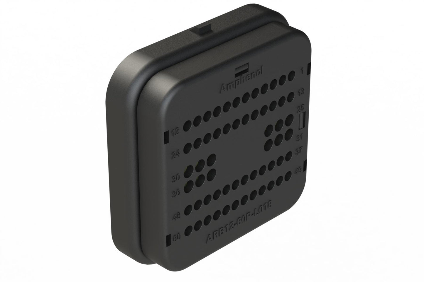 ARB12-60PDR-L018 60 Position Receptacle, Pin, Reduced Diameter Seal, Keyed D, Black