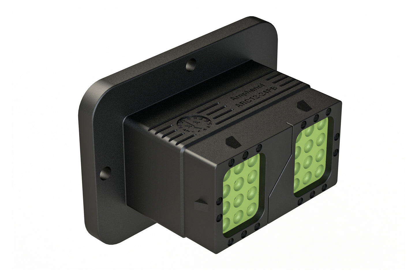 ARC12-24PBR 24 Position Receptacle, Pin Contact, Size 16, Threaded Insert for Jackscrew, Keyed B, Flanged, Reduced Diameter Rear Seal, Dustcap included. DRC12-24PBE