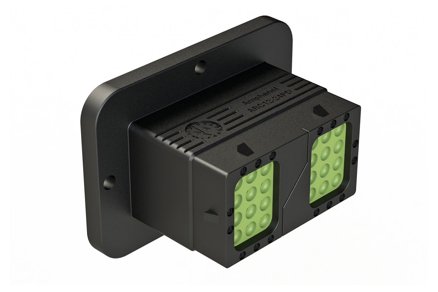 ARC12-24PDR 24 Position Receptacle, Pin Contact, Size 16, Threaded Insert for Jackscrew, Keyed D, Flanged, Reduced Diameter Rear Seal, Dustcap included. DRC12-24PDE