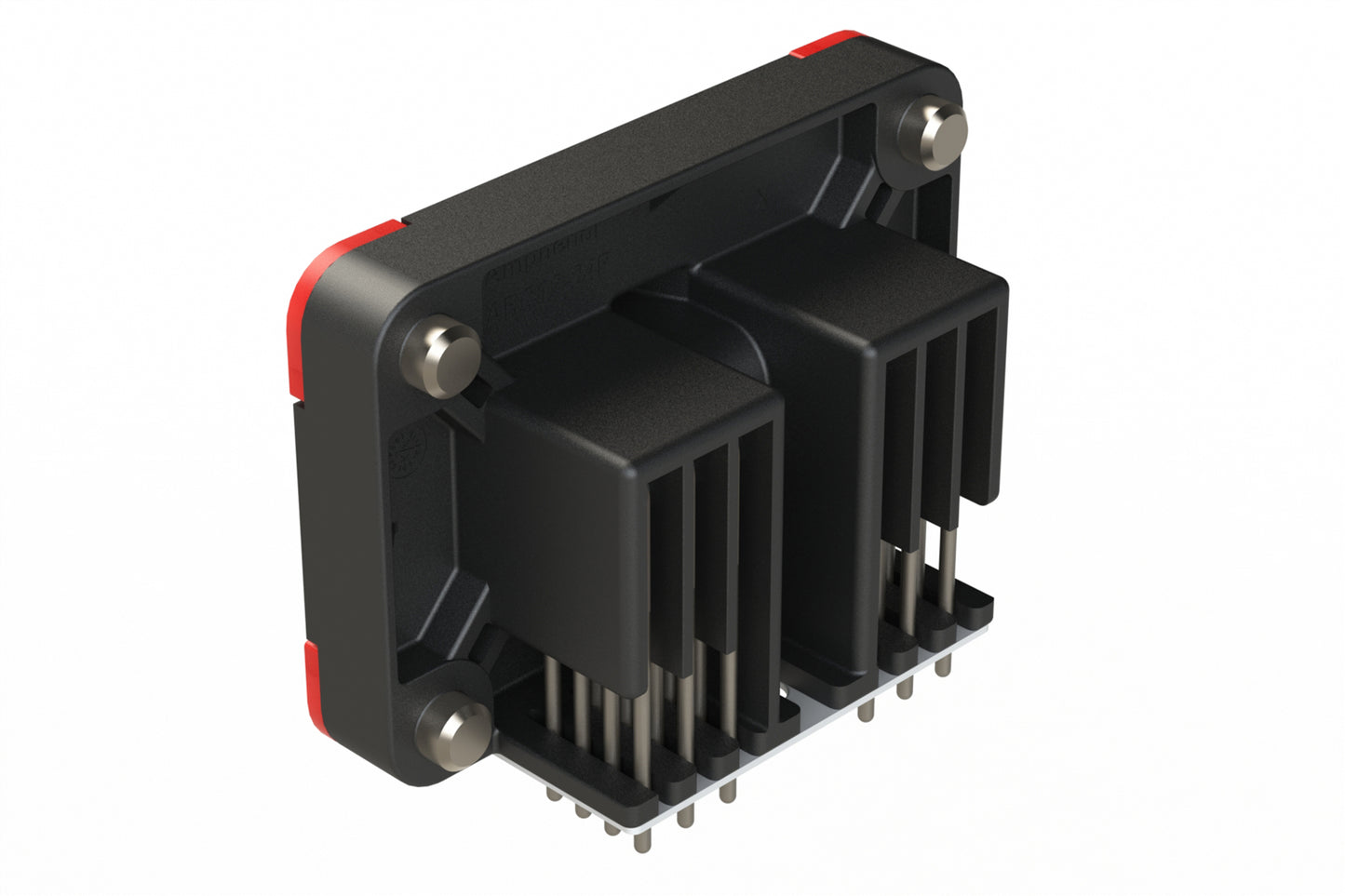 ARC13-24PB-BM03SP1 24 Position PCB Receptacle with Flange, 90°, Nickel Plating, Threaded Insert for Jackscrew, Gasket, Keyed B, Black. DRC13-24PB