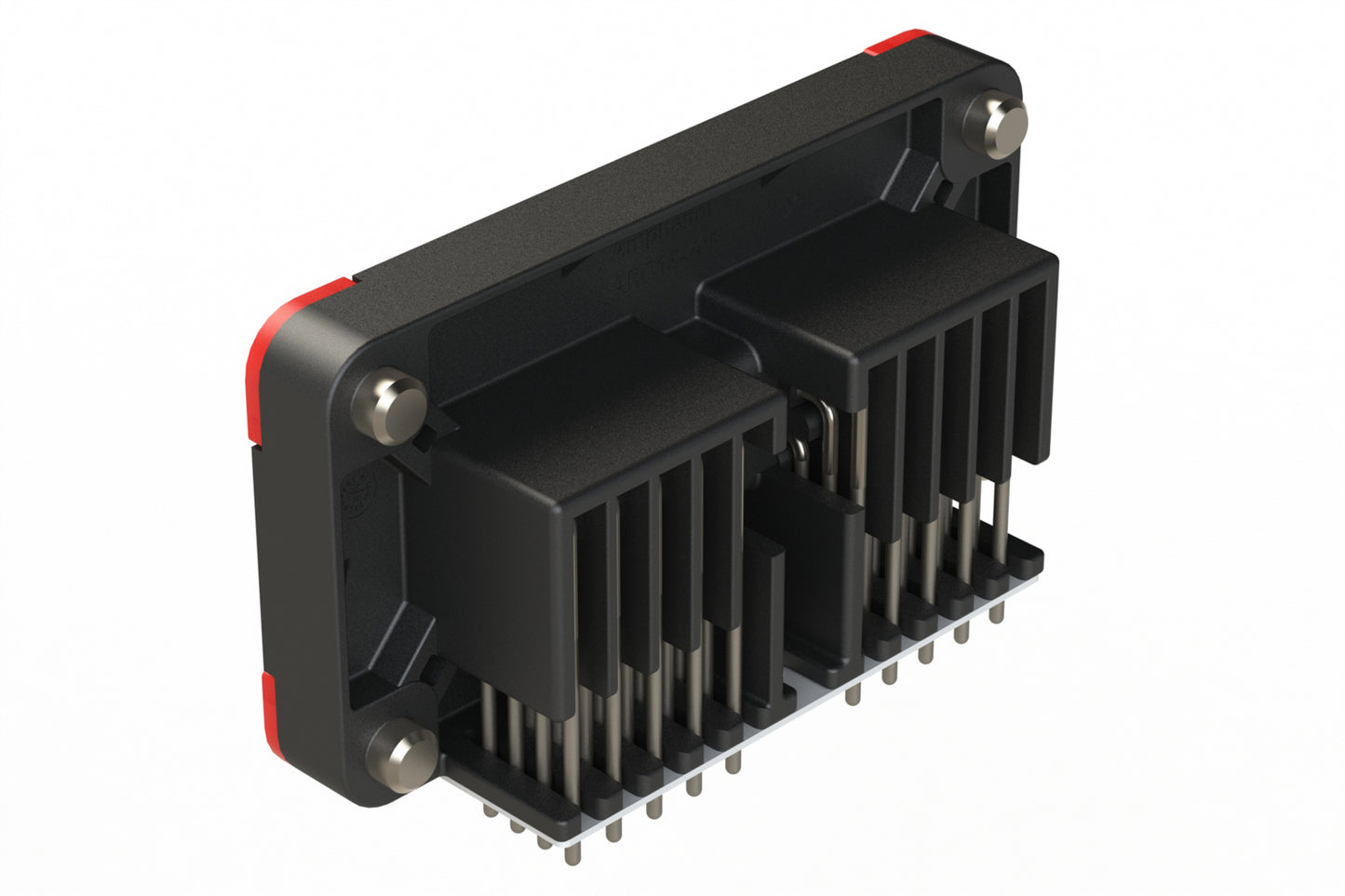 ARC13-40PA-BM03SP1 40 Position PCB Receptacle with Flange, 90°, Nickel Plating, Threaded Insert for Jackscrew, Gasket, Keyed A, Black. DRC13-40PA