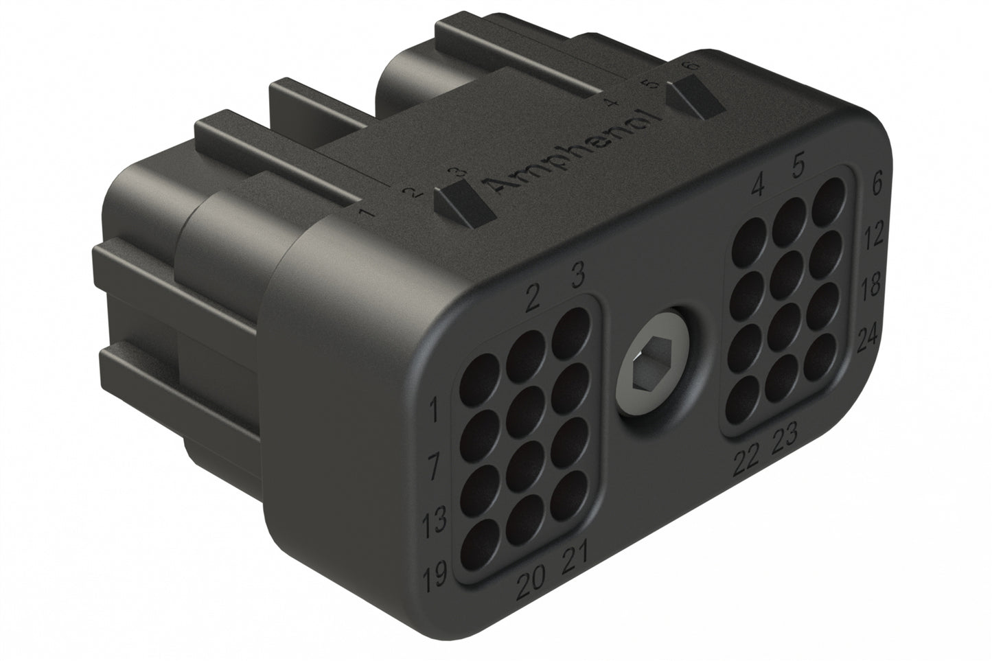 ARC26-24SA 24 Position Plug, Size 20 Socket Contacts, Jackscrew, Bonded Front Seal, Keyed A, Black. DRC26-24SA