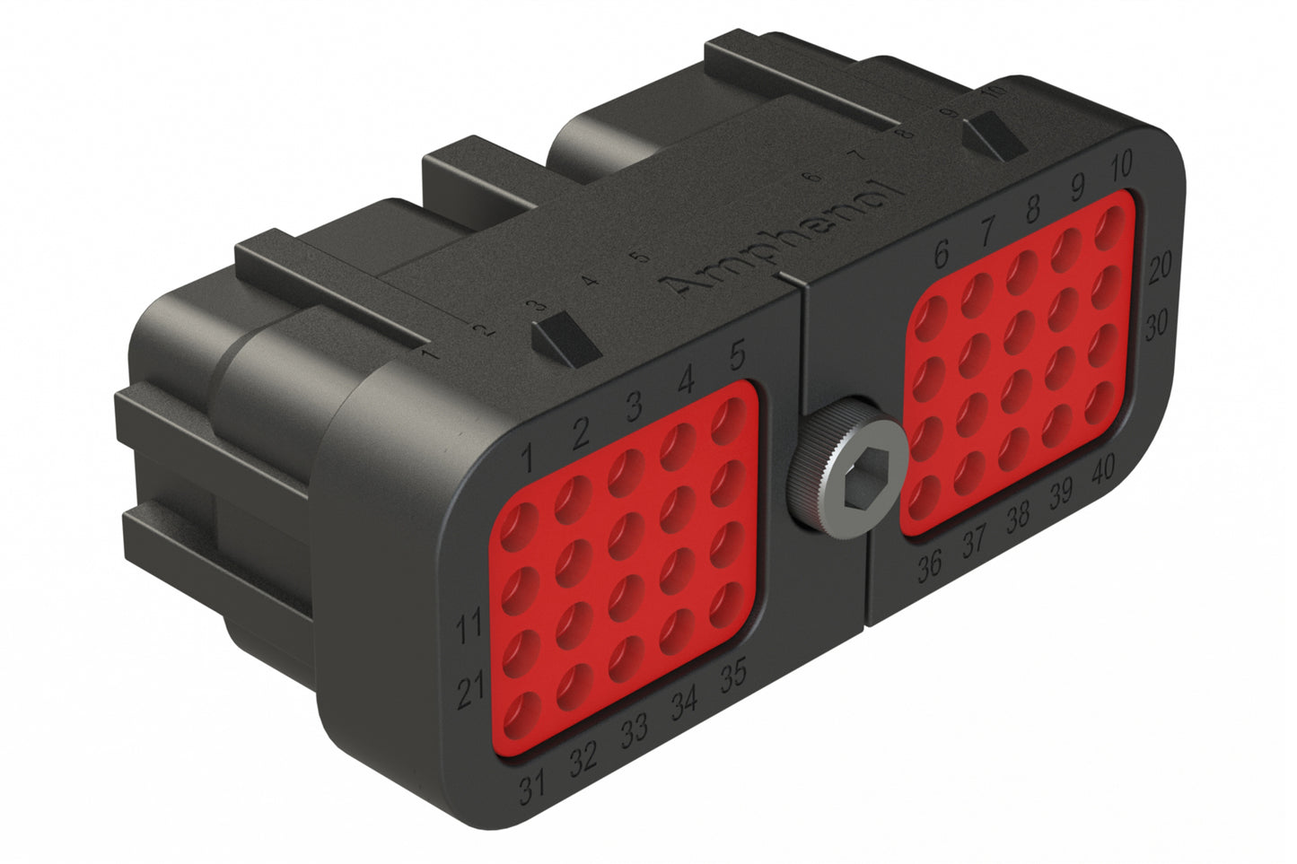 ARC26-40SB 40 Position Plug, Size 20 Socket Contacts, Jackscrew, Bonded Front Seal, Keyed B, Black. DRC26-40SB