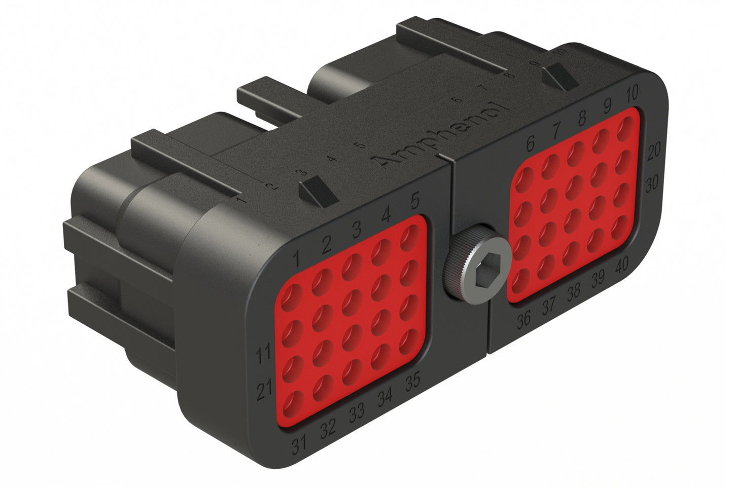 ARC26-40SC 40 Position Plug, Size 20 Socket Contacts, Jackscrew, Bonded Front Seal, Keyed C, Black. DRC26-40SC