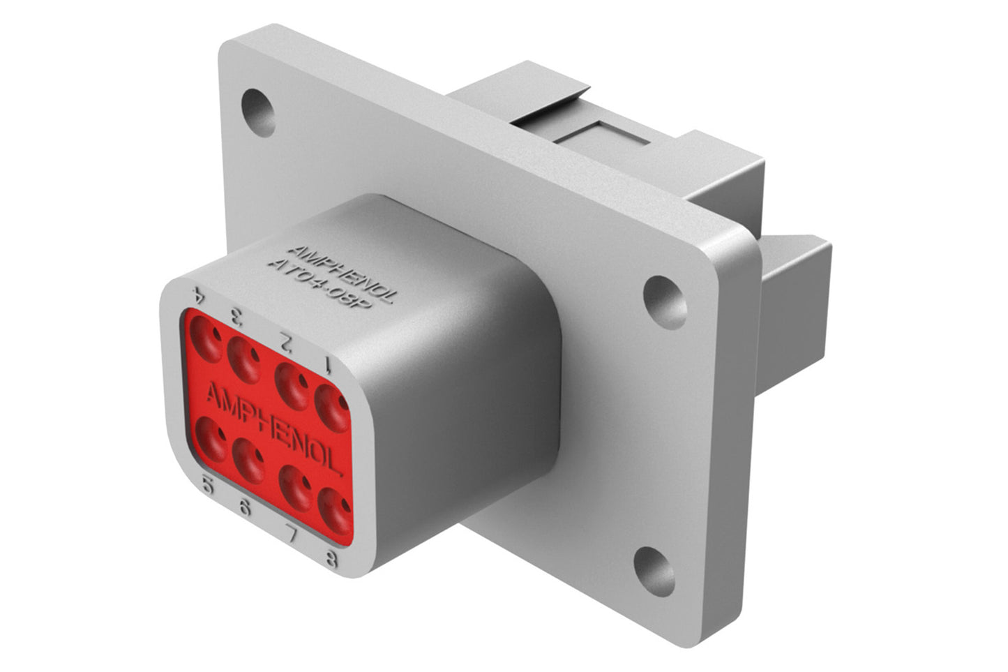 AT04-08PA-L012 8 Position Receptacle Flange Mount Connector, Pin, Grey,Keyed A. DT04-08PA-L012