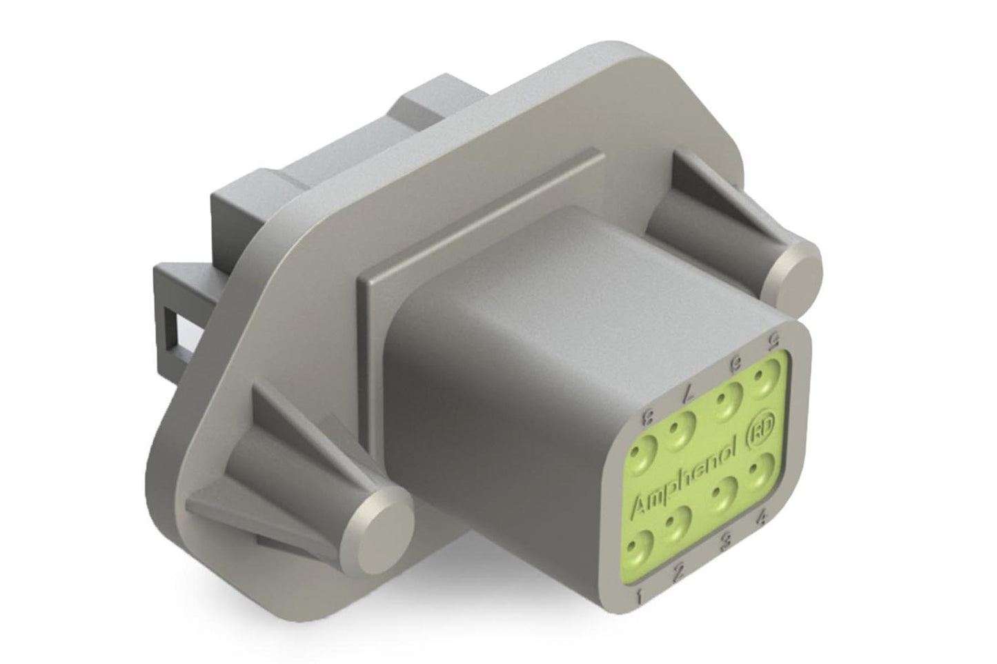 AT04-08PA-PM12 8 Position Receptacle, Pin, Nickel, Panel Mount, Self-Threading, Reduced Diameter Seal, Keyed A