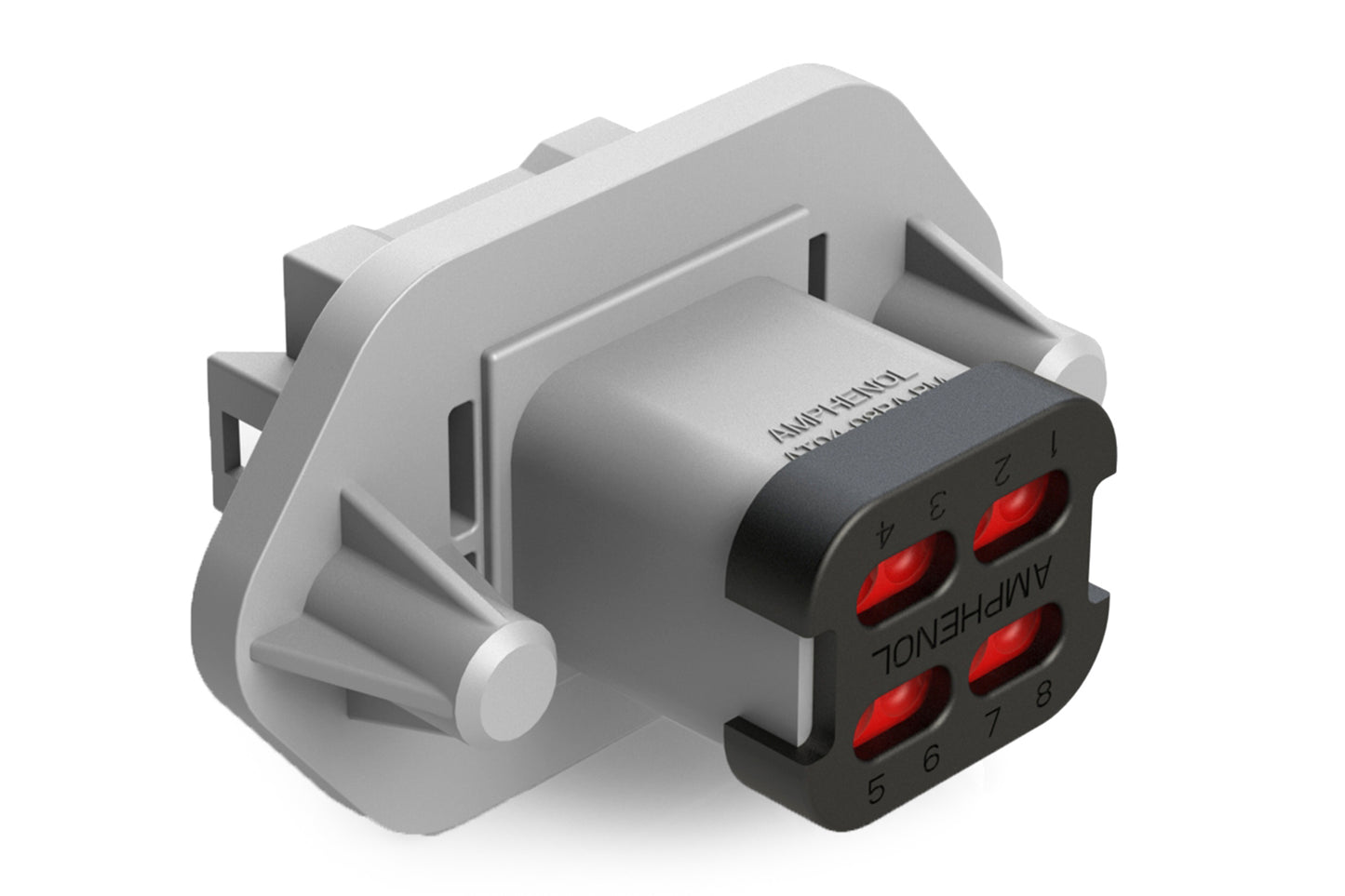 AT04-08PA-PM13 8 Position Receptacle, Pin, Nickel, Panel Mount, Self-Threading, Cap, Keyed A