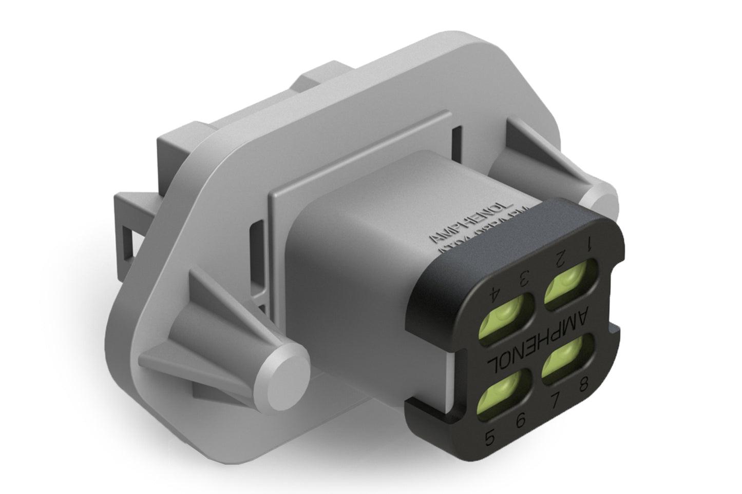 AT04-08PA-PM14 8 Position Receptacle, Pin, Nickel, Panel Mount, Self-Threading, Reduced Diameter Seal, Cap, Keyed A