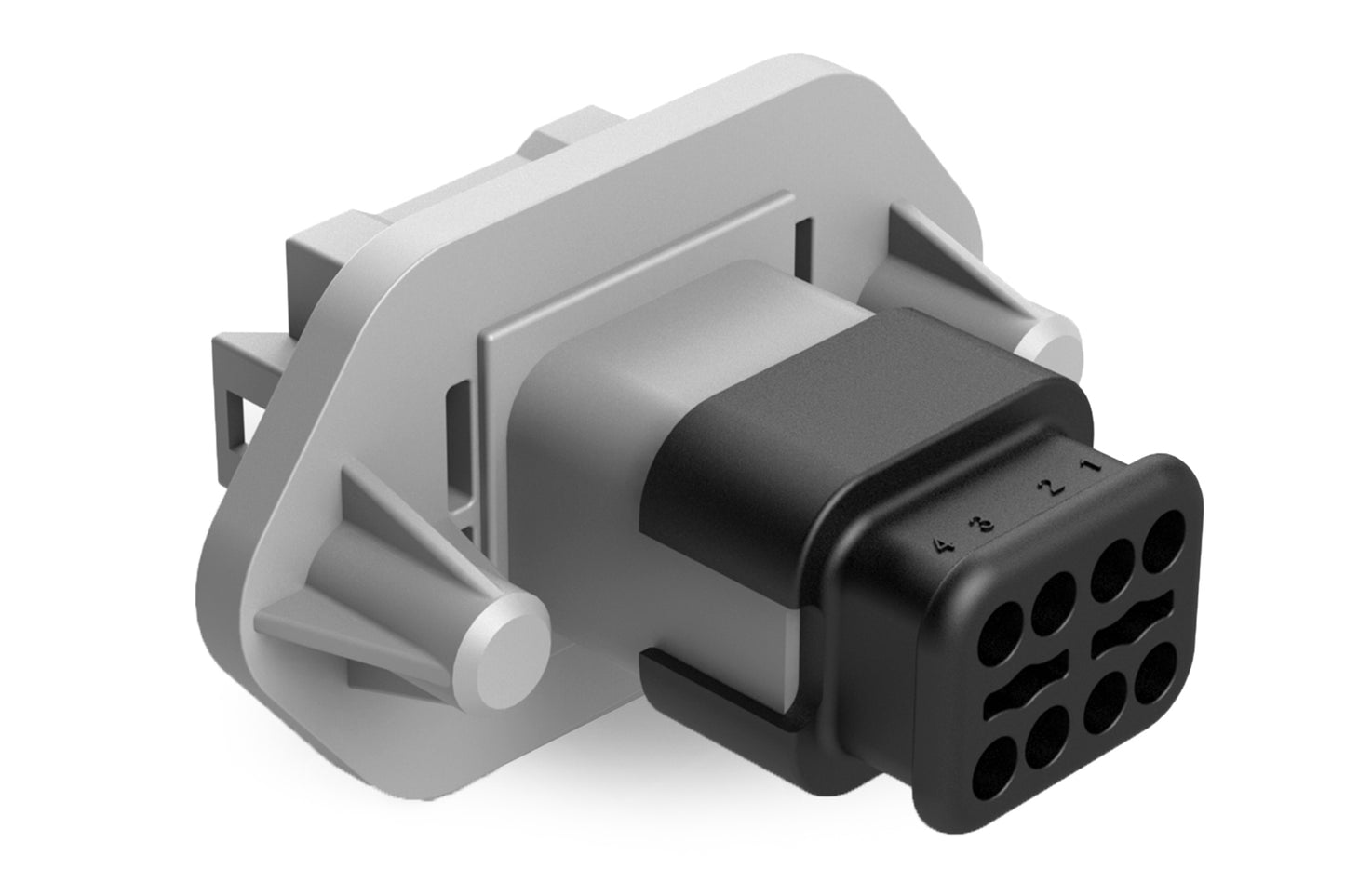 AT04-08PA-PM15 8 Position Receptacle, Pin, Panel Mount, Key A, Self-Threading, Strain Relief