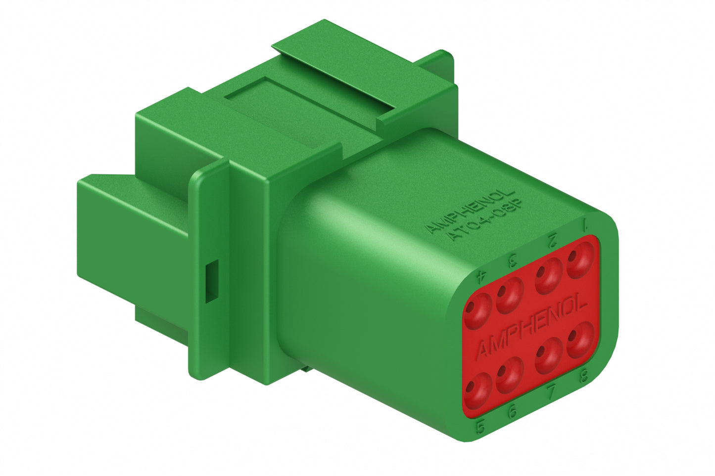 AT04-08PB-GRN 8-Way Receptacle, Male Connector with B Position Key, Green