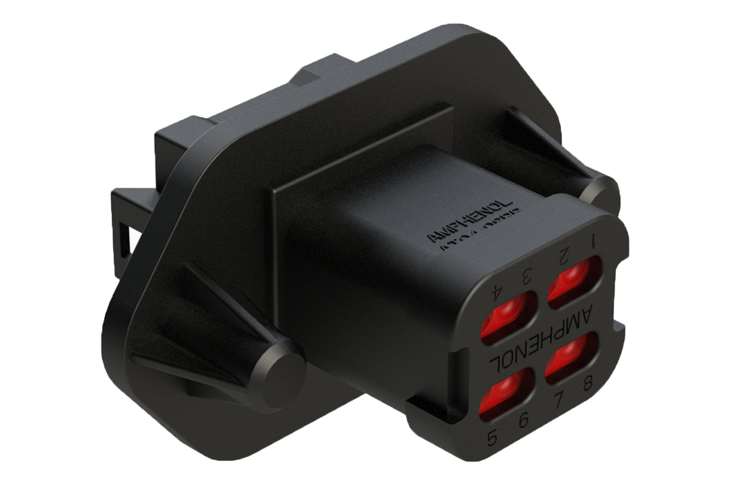 AT04-08PB-PM07G 8 position panel mount receptacle with endcap, Pin, with gasket. Key position B