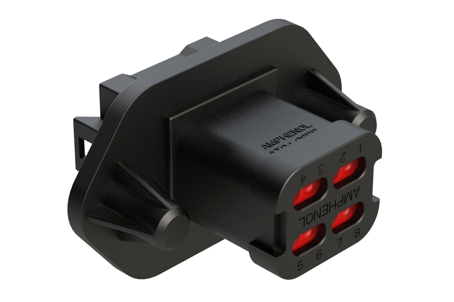 AT04-08PB-PM07 8 Position panel mount receptacle with endcap, Pin. Key position B