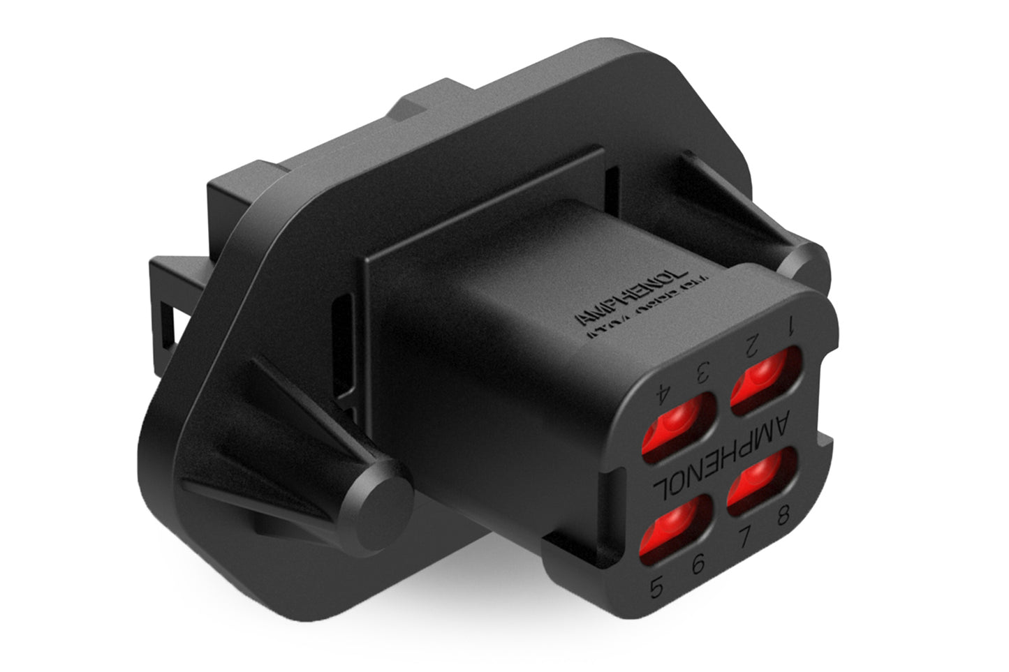 AT04-08PB-PM13 8 Position Receptacle, Pin, Nickel, Panel Mount, Self-Threading, Cap, Keyed B