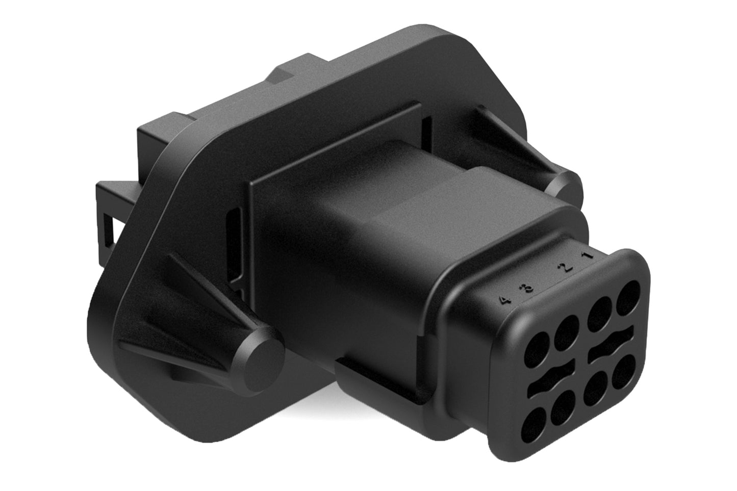 AT04-08PB-PM15 8 Position Receptacle, Pin, Panel Mount, Key B, Self-Threading, Strain Relief