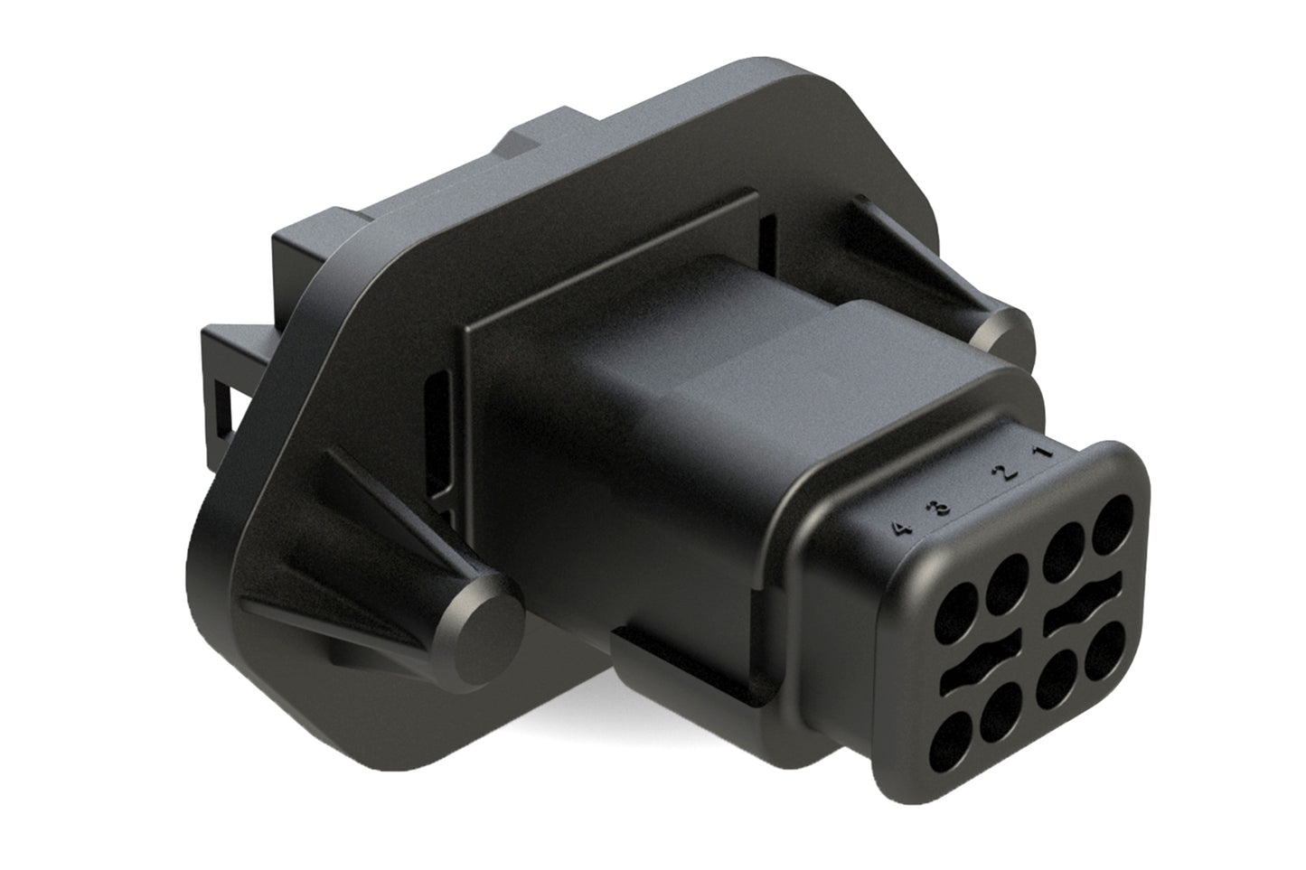 AT04-08PB-PM16 8 Position Receptacle, Pin, Panel Mount, Key B, Self-Threading, Reduced Diameter Seal, Strain Relief