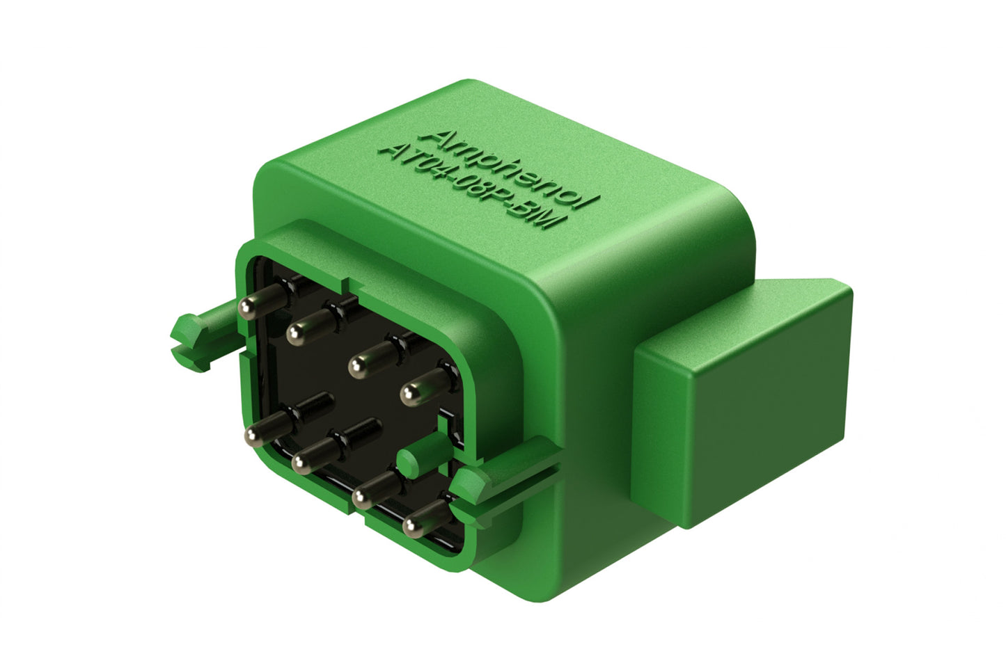 AT04-08PC-BM04 8 Position PCB Flangeless (Snap Fit) Board Mount Receptacle, Pin, Nickel Contact Plating, Potting, Green