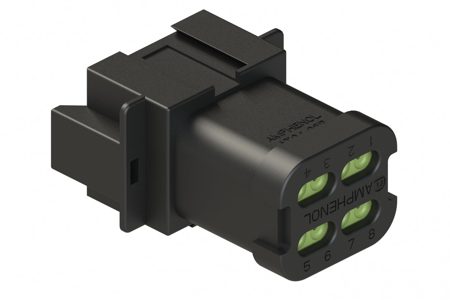 AT04-08PC-MMBLK 8-Way Receptacle, Male Connector with C Position Key, Reduced Diameter Seal (E-Seal) and End Cap, Black