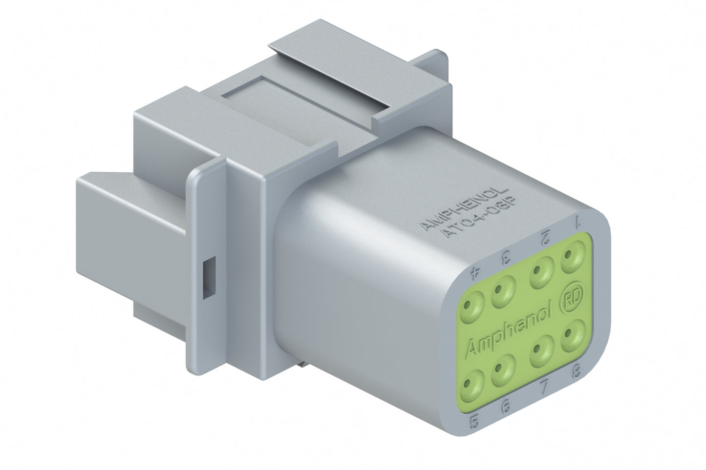 AT04-08PC-RDGRY 8-Way Receptacle, Male Connector with C Position Key and Reduced Diameter Seal (E-Seal), Grey