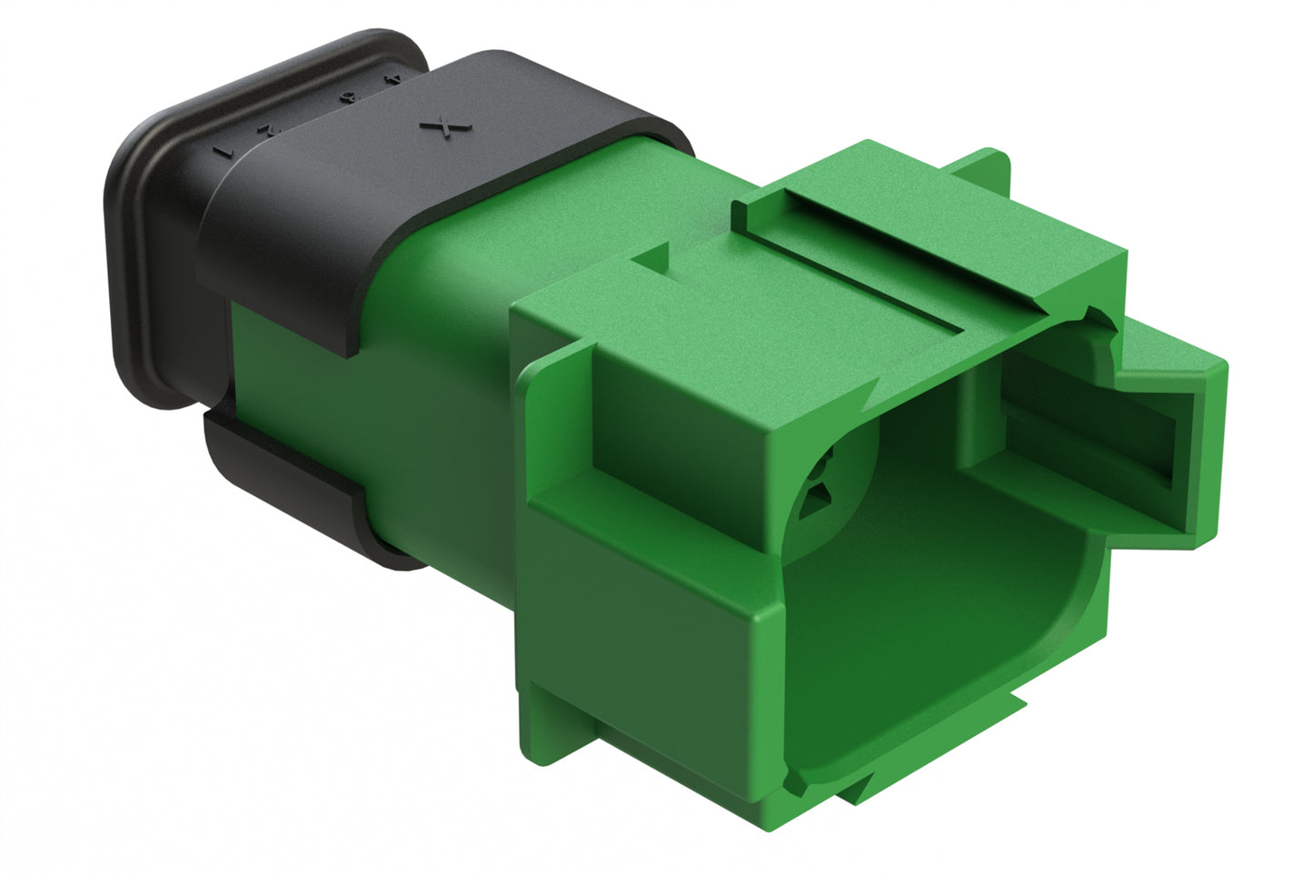AT04-08PC-SRGN 8 position receptacle with strain relief endcap, Pin. Key position C, green. DT04-08PC-E008