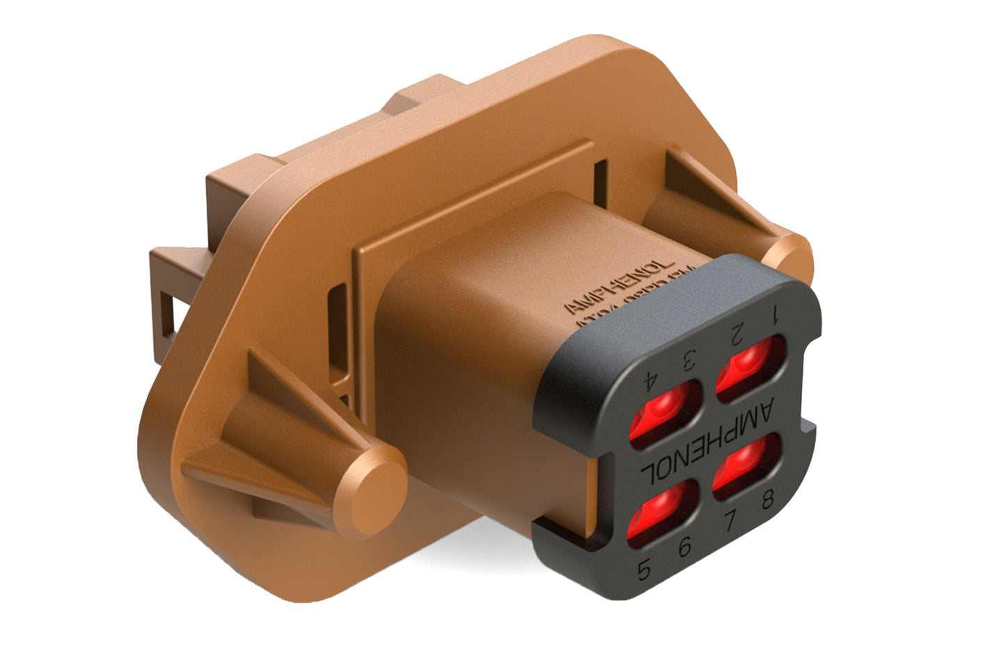 AT04-08PD-PM13 8 Position Receptacle, Pin, Nickel, Panel Mount, Self-Threading, Cap, Keyed D