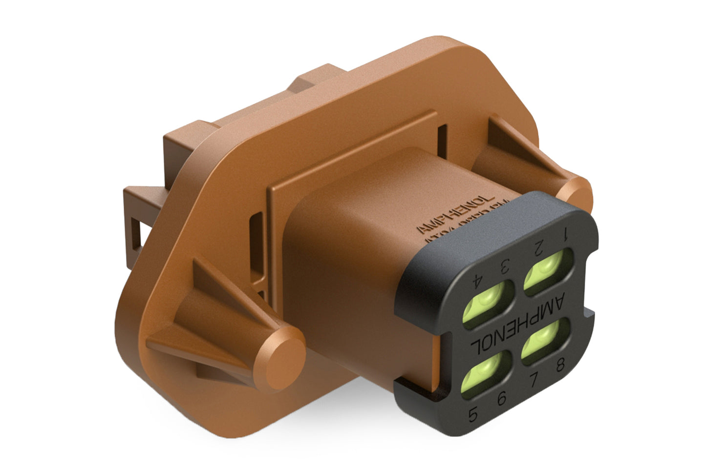 AT04-08PD-PM14 8 Postion Receptacle, Pin, Nickel, Panel Mount, Self-Threading, Reduced Diameter Seal, Cap, Keyed D