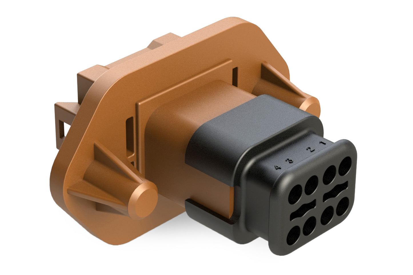 AT04-08PD-PM15 8 Position Receptacle, Pin, Panel Mount, Key D, Self-Threading, Strain Relief