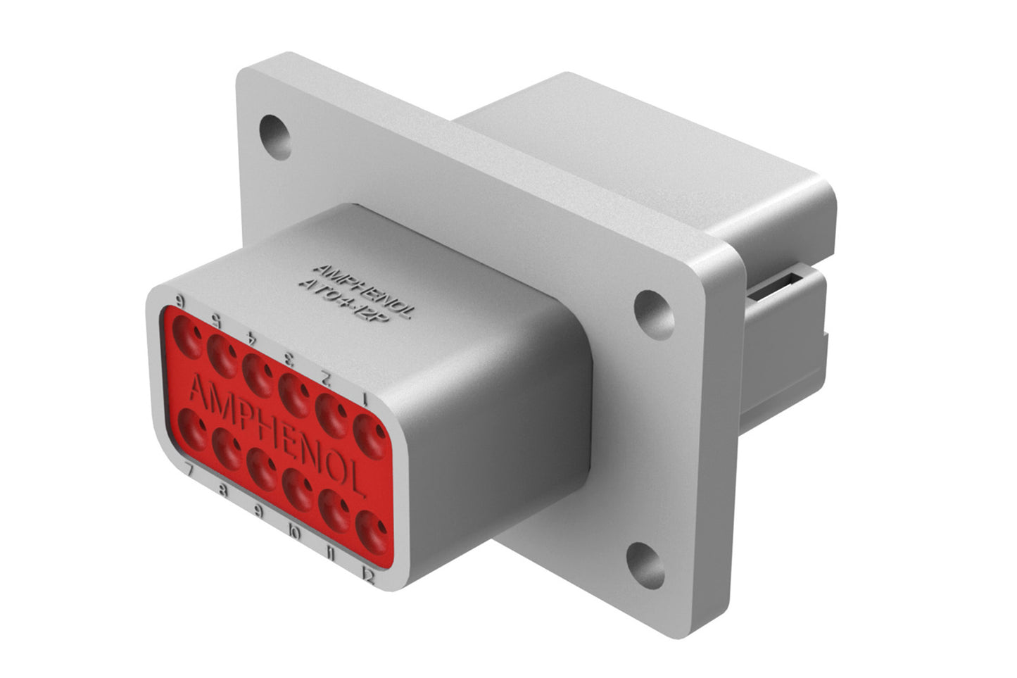 AT04-12PA-BL04 12 Position Receptacle Flange Mount Connector, Pin, Grey, Keyed A, Enhanced Key. DT04-12PA-BL04