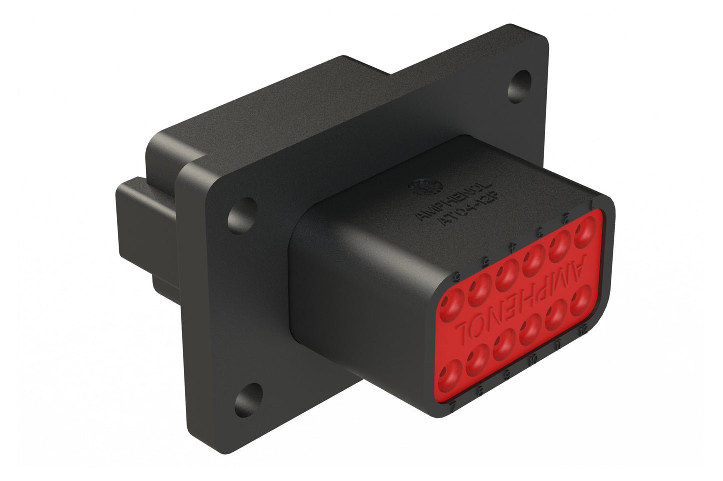 AT04-12PA-LE14 12 Position Receptacle Flange Mount Connector, Pin, Black, Keyed A. DT04-12PA-LE14