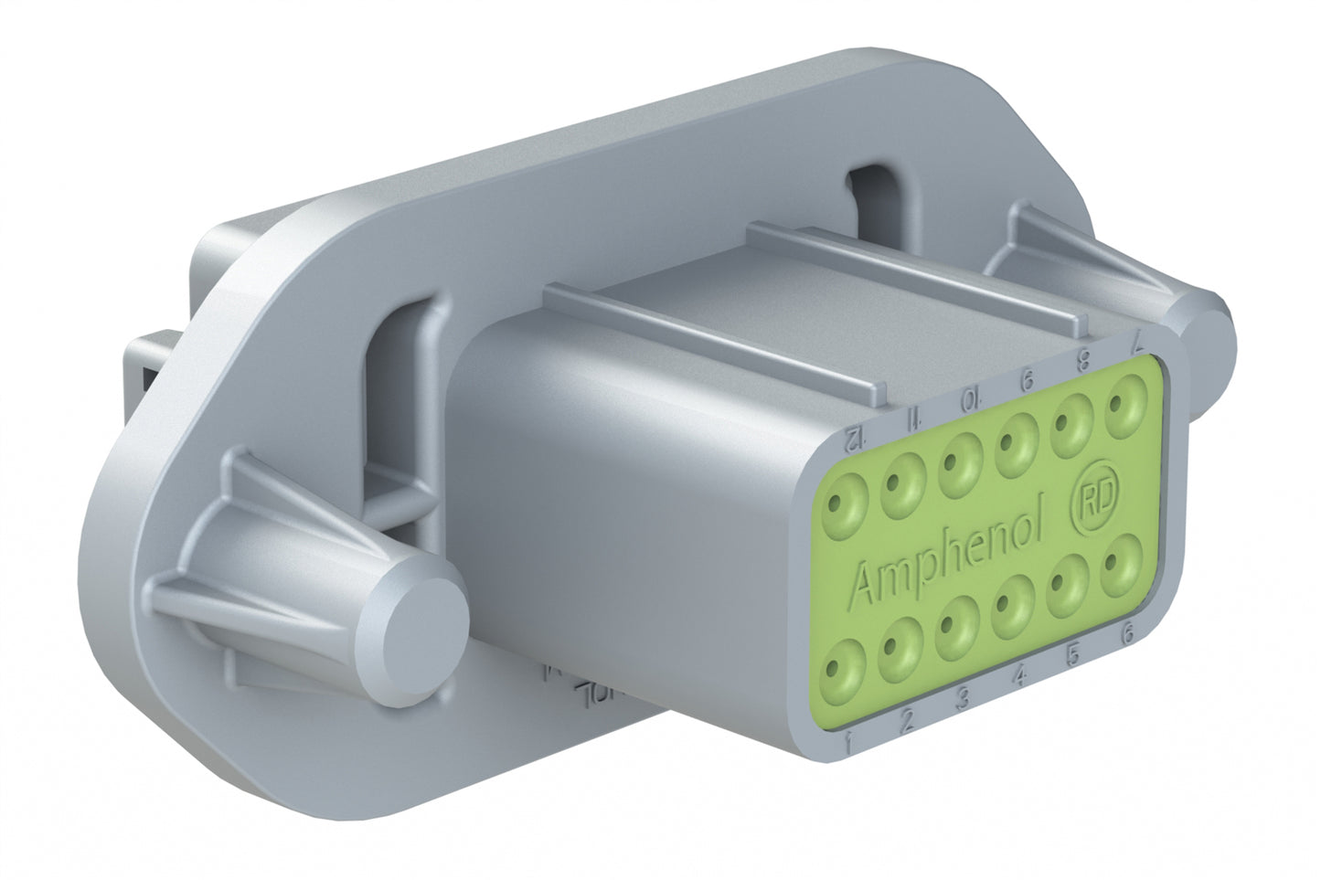AT04-12PA-PM12 12 Position Receptacle, Pin, Nickel, Panel Mount, Self-Threading, Reduced Diameter Seal, Keyed A