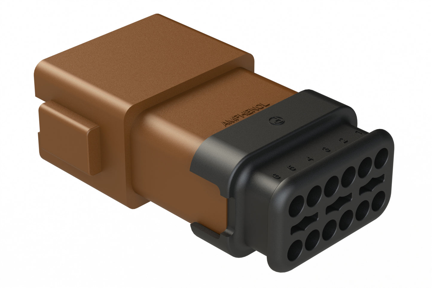 AT04-12PA-SR2BR 12-Way Receptacle Male Connector with Strain Relief, Reduced Diameter Wire Seal, A Position Key, Brown