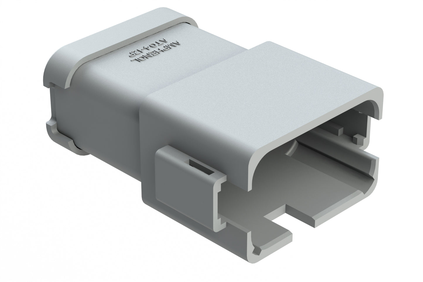 AT04-12PA-SS01 12-Way Receptacle, Male Connector with A Position Key and Extended Shroud and Solid Rear Grommet and Endcap, Grey. DT04-12PA-C017